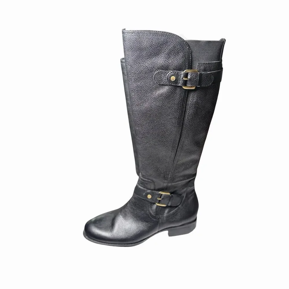 Naturalizer Jean Knee High Boots, Black Leather, Women's 7.5M New Without Tags